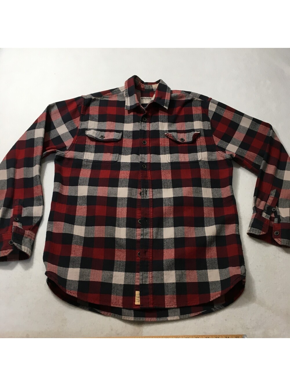 Jachs Mens Red Black Plaid Collared Long Sleeve Pockets Shirt LARGE TALL